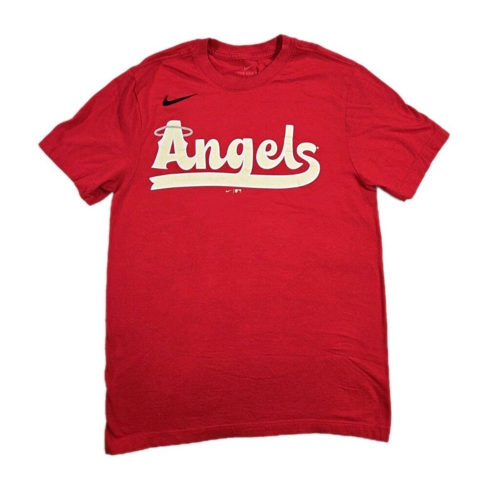 Mens Nike MLB Los Angeles Angels Short Sleeve T Shirt Small Red Cotton